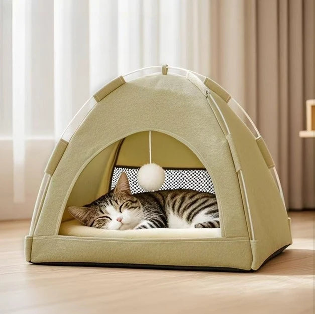 Pet Tent Bed Removable Cat Sofa Basket Canvas Semi-enclosed Cat House Dog Cave Hut Cat Sleeping Bed for Room Decor Pet Supplies