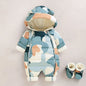 New born Autumn Winter Overall For Children Infant Thicken Clothes Boy Hooded Baby costume little Girls clothing toddler Romper
