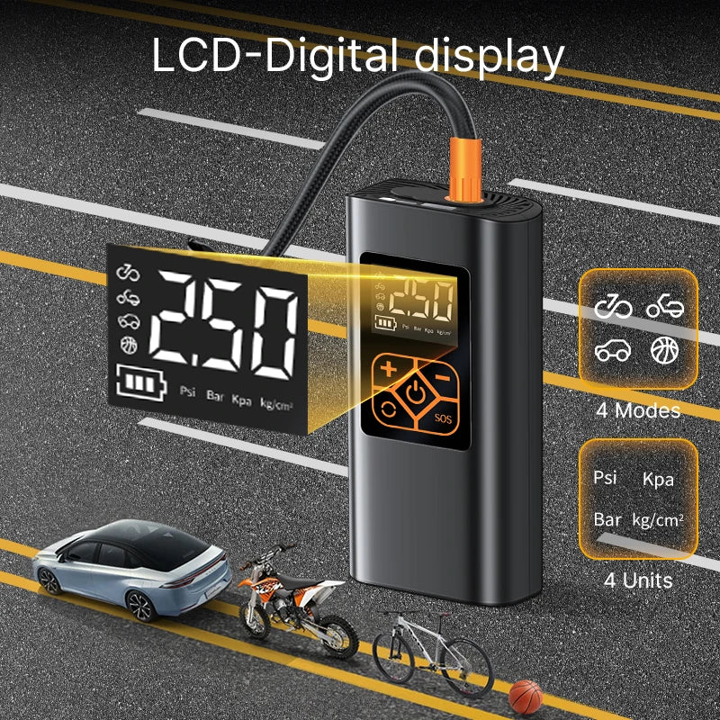 Car Tire Inflator 150psi Air Pump Portable Cordless Air Compressor Electric Air Injector For Motocycle Bicycle Balls Tyre Tools
