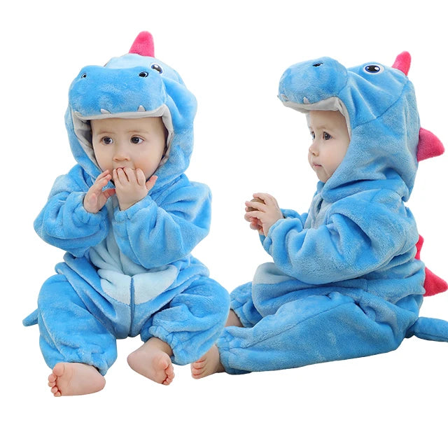MICHLEY NEW Carnival Blue Dragon Baby Rompers Winter Costume Clothes Cartoon Jumpsuit Bodysuits Overall For Girl Boy Bebe 2-36M