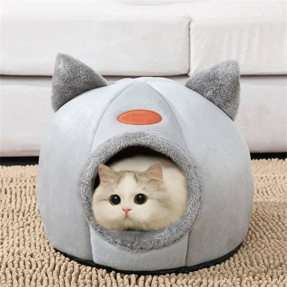 Cozy Cat Cave Bed with Removable Cushion Pillow Soft Warm Pet House for Indoor Cats Puppy Kitten Small Dog Cute Nest Home Travel