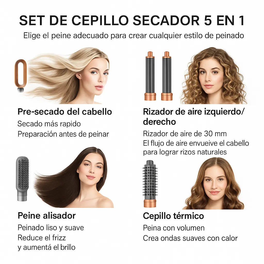 Set Profesional 5 en 1 – Cabello de Salón en Minutos