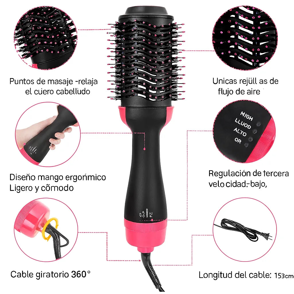 Cepillo Multiusos 3 en 1. Seca, alisa y peina en un solo paso, eliminando el frizz en pocos minutos