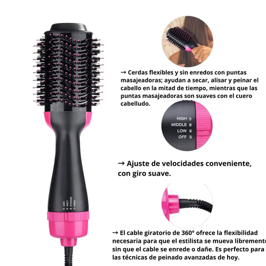 Cepillo Multiusos 3 en 1, alisa, seca y peina rápidamente, con tecnología anti-frizz