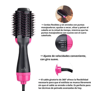 Cepillo Multiusos 3 en 1, alisa, seca y peina rápidamente, con tecnología anti-frizz